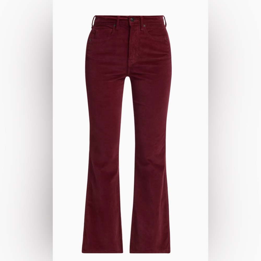 Veronica beard Carson cord high rise ankle flare in oxblood, size 27 - Picture 3 of 16